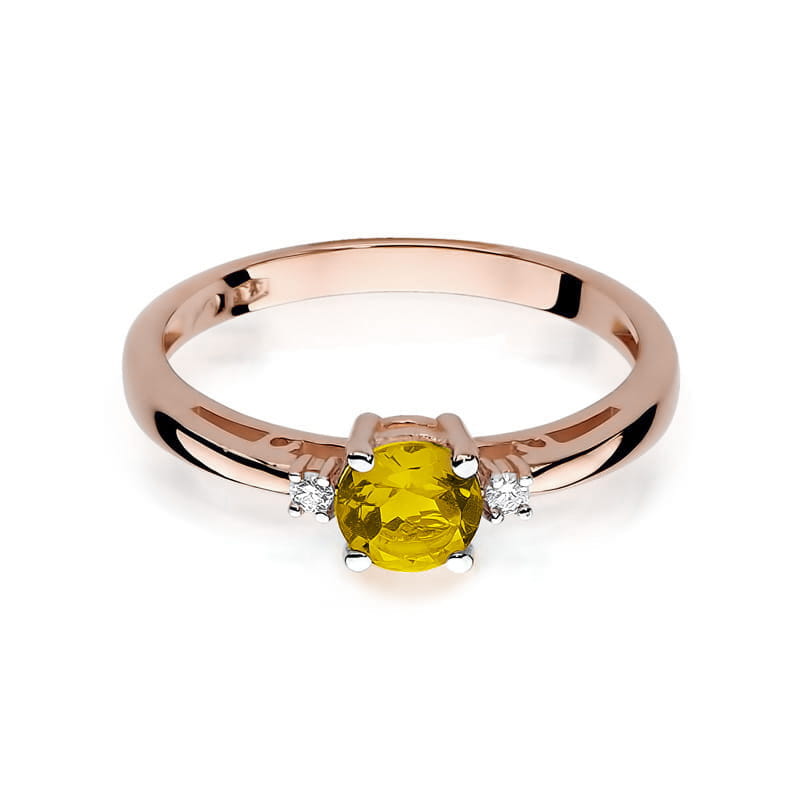 Inel Aur 14K cu Citrin 0.50 ct si Diamante Naturale 0.03 ct, imaginea 9 din 11