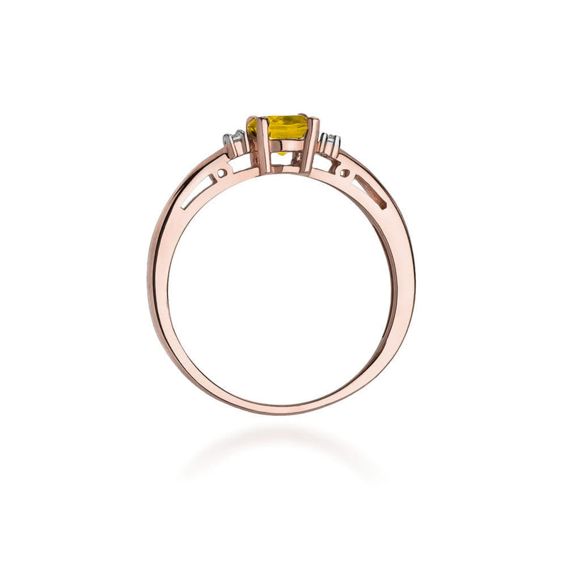Inel Aur 14K cu Citrin 0.50 ct si Diamante Naturale 0.03 ct, imaginea 10 din 11