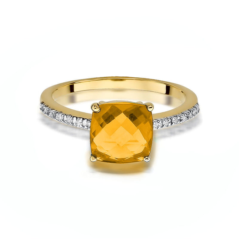 Inel Aur 14K cu Citrin 2.00 ct si Diamante Naturale 0.07 ct, imaginea 2 din 9