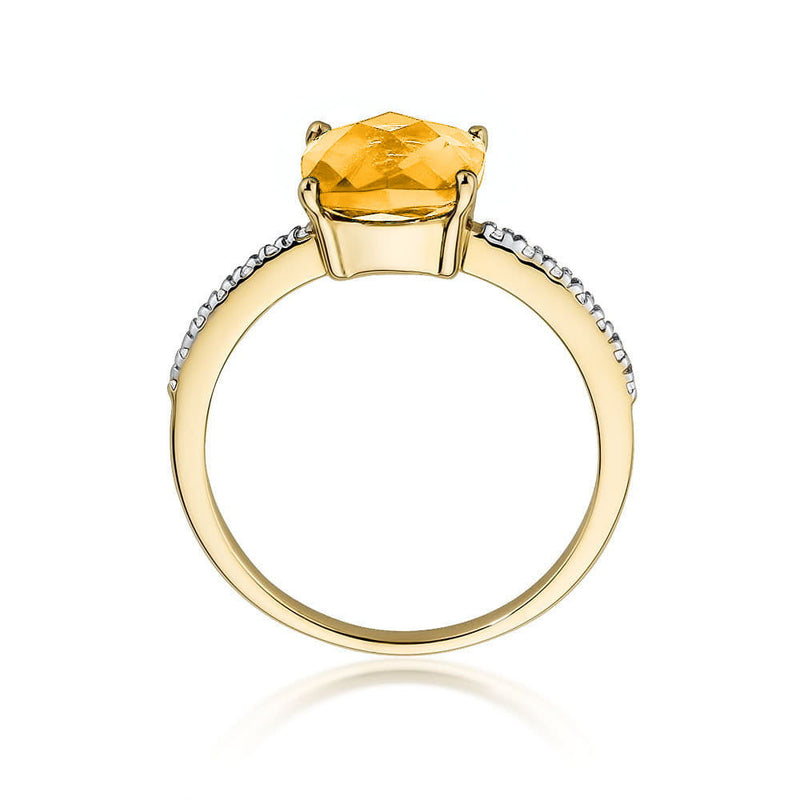 Inel Aur 14K cu Citrin 2.00 ct si Diamante Naturale 0.07 ct, imaginea 3 din 9