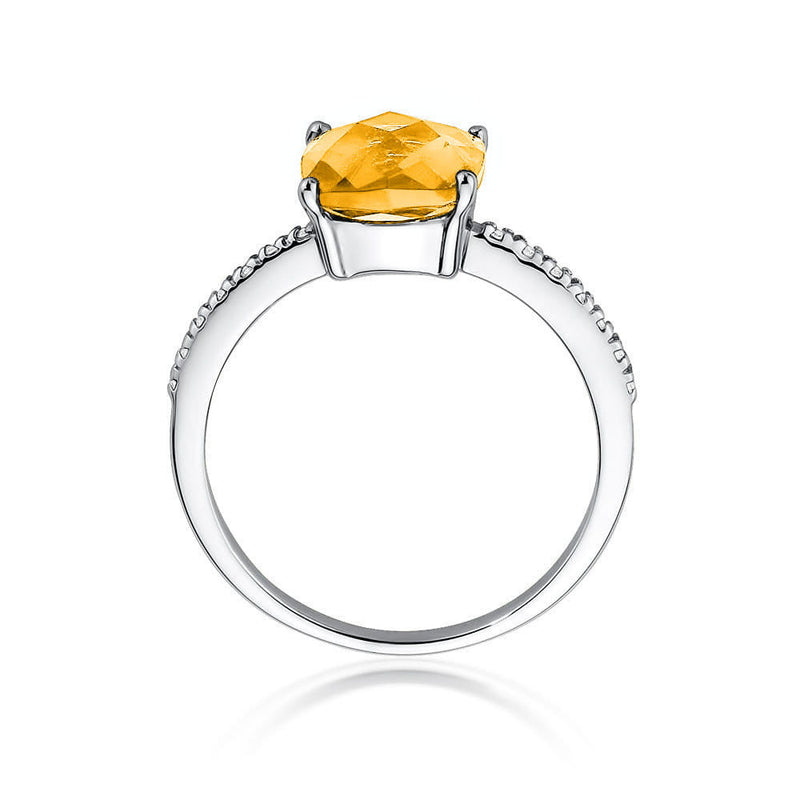 Inel Aur 14K cu Citrin 2.00 ct si Diamante Naturale 0.07 ct, imaginea 6 din 9