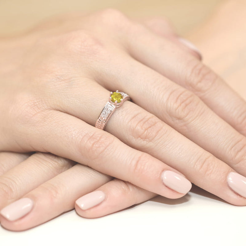 Inel Aur 14K cu Citrin 0.50 ct si Diamante Naturale 0.08 ct, imaginea 11 din 11