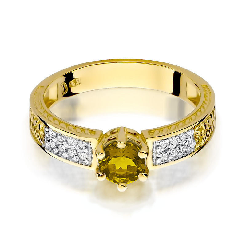 Inel Aur 14K cu Citrin 0.50 ct si Diamante Naturale 0.08 ct, imaginea 2 din 11