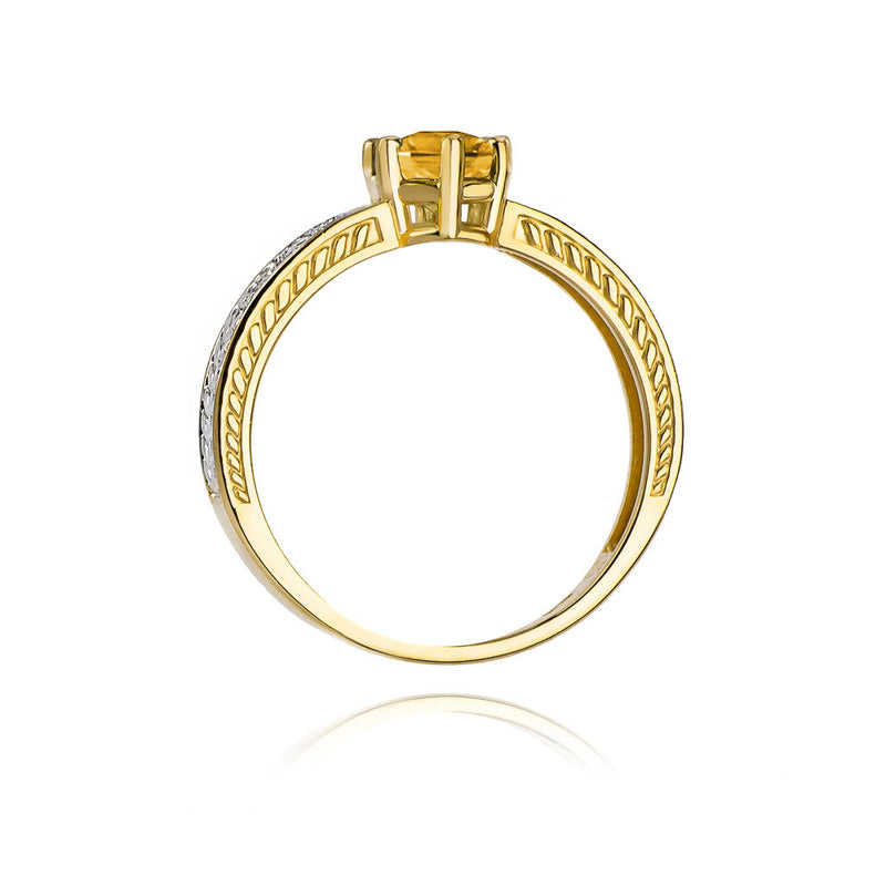 Inel Aur 14K cu Citrin 0.50 ct si Diamante Naturale 0.08 ct, imaginea 3 din 11