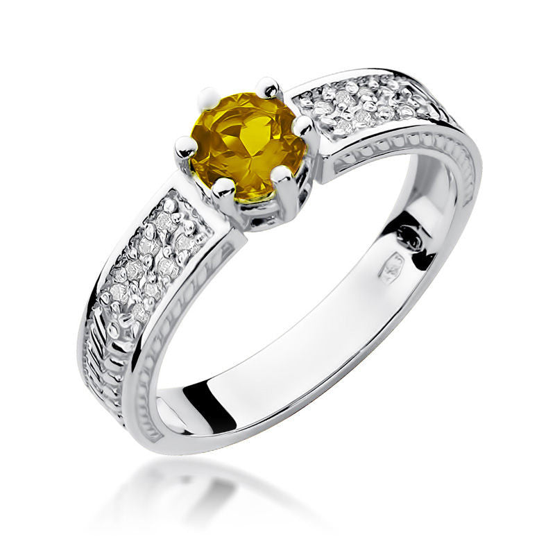 Inel Aur 14K cu Citrin 0.50 ct si Diamante Naturale 0.08 ct, imaginea 4 din 11
