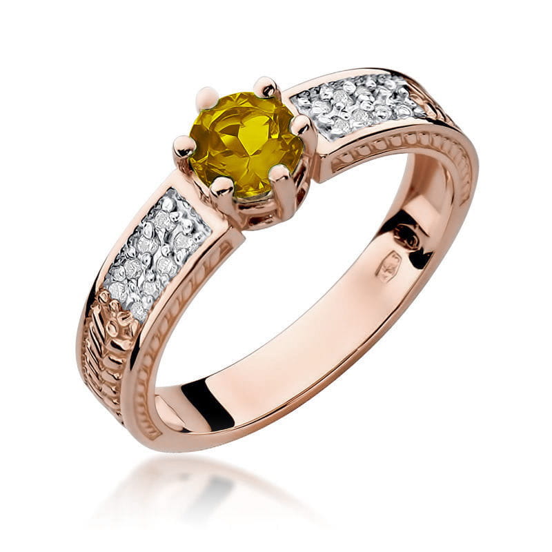 Inel Aur 14K cu Citrin 0.50 ct si Diamante Naturale 0.08 ct, imaginea 8 din 11