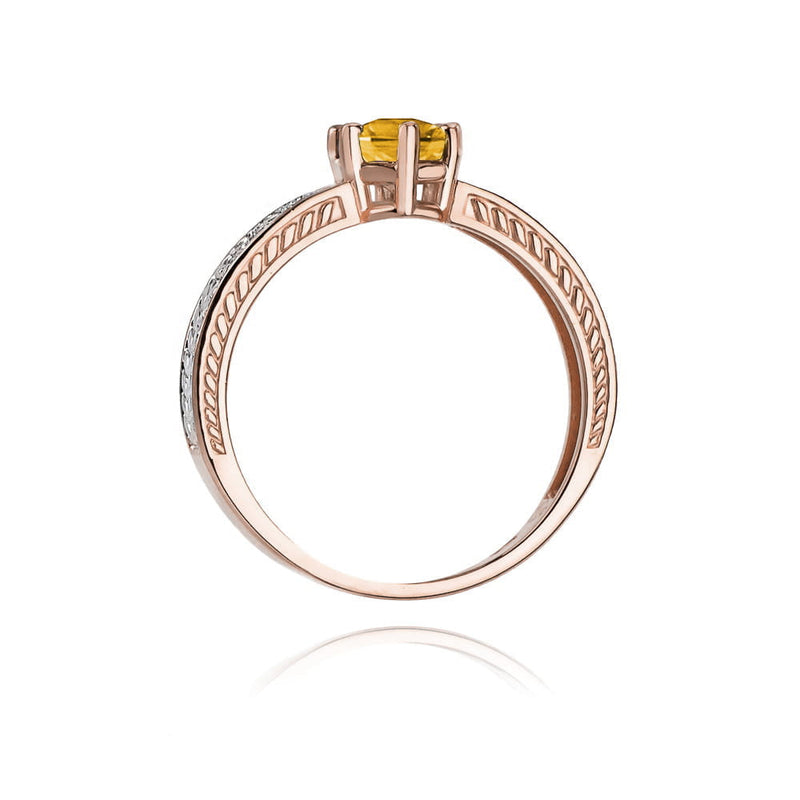 Inel Aur 14K cu Citrin 0.50 ct si Diamante Naturale 0.08 ct, imaginea 10 din 11