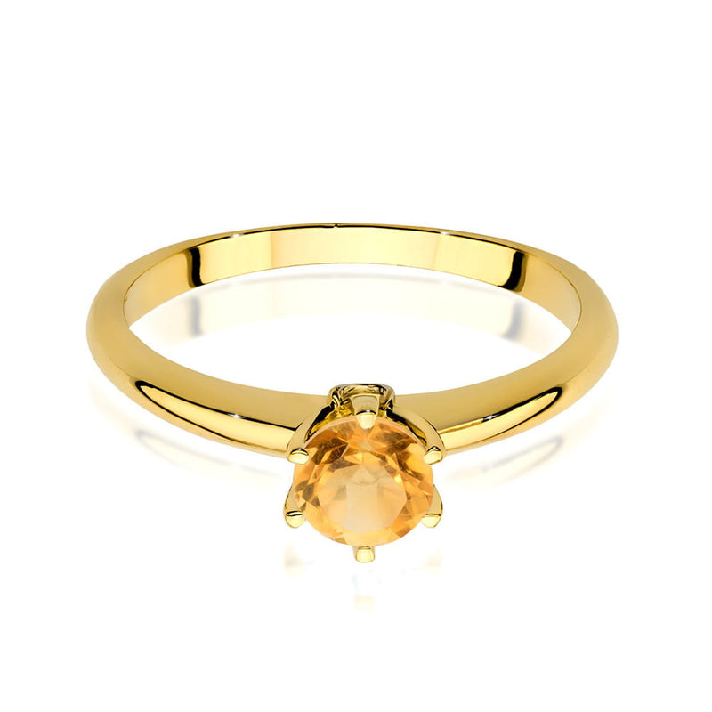 Inel Aur 14K cu Citrin 0.50 ct si Diamante Naturale 0.04 ct, imaginea 2 din 11