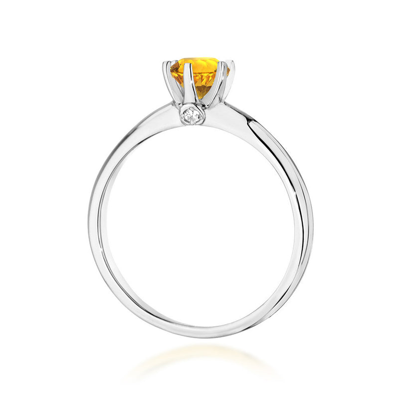 Inel Aur 14K cu Citrin 0.50 ct si Diamante Naturale 0.04 ct, imaginea 6 din 11