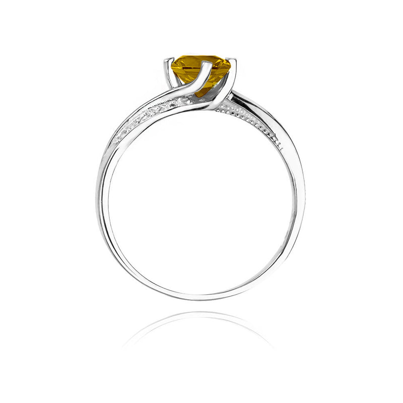 Inel Aur 14K cu Citrin 0.50 ct si Diamante Naturale 0.05 ct, imaginea 6 din 11