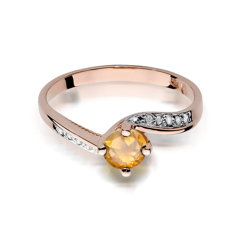 Inel Aur 14K cu Citrin 0.50 ct si Diamante Naturale 0.05 ct, imaginea 9 din 11