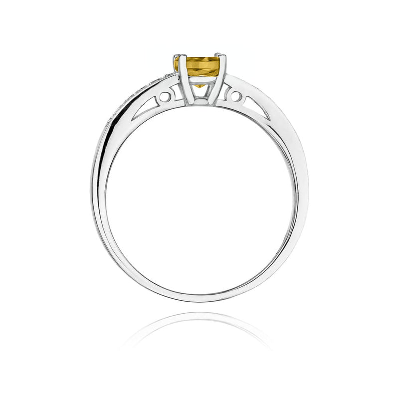 Inel Aur 14K cu Citrin 0.50 ct si Diamante Naturale 0.05 ct, imaginea 6 din 11