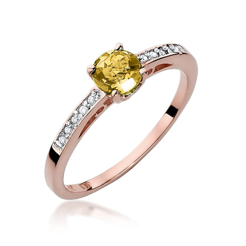 Inel Aur 14K cu Citrin 0.50 ct si Diamante Naturale 0.05 ct, imaginea 8 din 11
