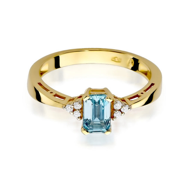 Inel Aur 14K cu Topaz Swiss 0.65 ct si Diamante Naturale 0.03 ct, imaginea 2 din 11