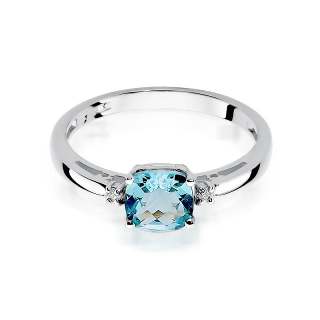 Inel Aur 14K cu Topaz Swiss 1.10 ct si Diamante Naturale 0.03 ct, imaginea 6 din 11
