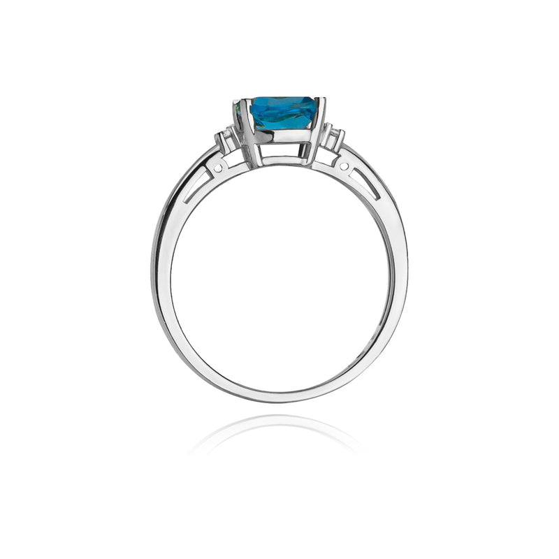 Inel Aur 14K cu Topaz Swiss 1.10 ct si Diamante Naturale 0.03 ct, imaginea 7 din 11