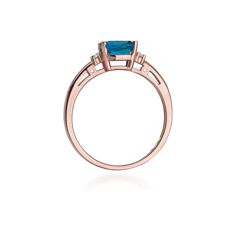 Inel Aur 14K cu Topaz Swiss 1.10 ct si Diamante Naturale 0.03 ct, imaginea 10 din 11