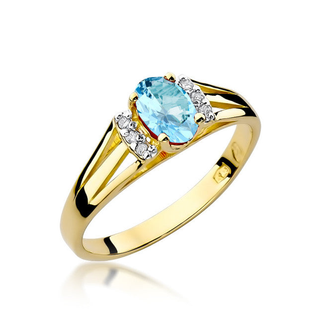 Inel Aur 14K cu Topaz Swiss 0.50 ct si Diamante Naturale 0.05 ct — Aur galben