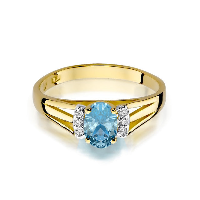 Inel Aur 14K cu Topaz Swiss 0.50 ct si Diamante Naturale 0.05 ct, imaginea 2 din 10