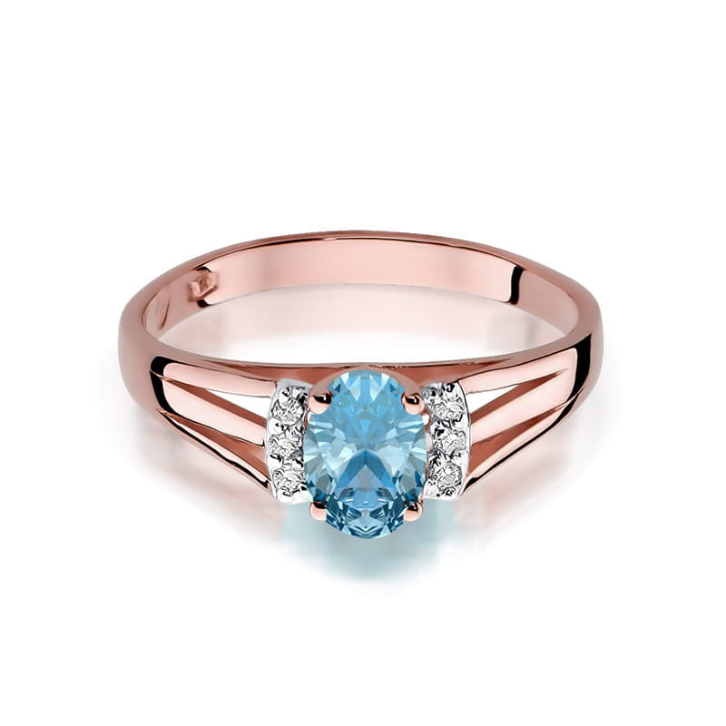 Inel Aur 14K cu Topaz Swiss 0.50 ct si Diamante Naturale 0.05 ct, imaginea 8 din 10