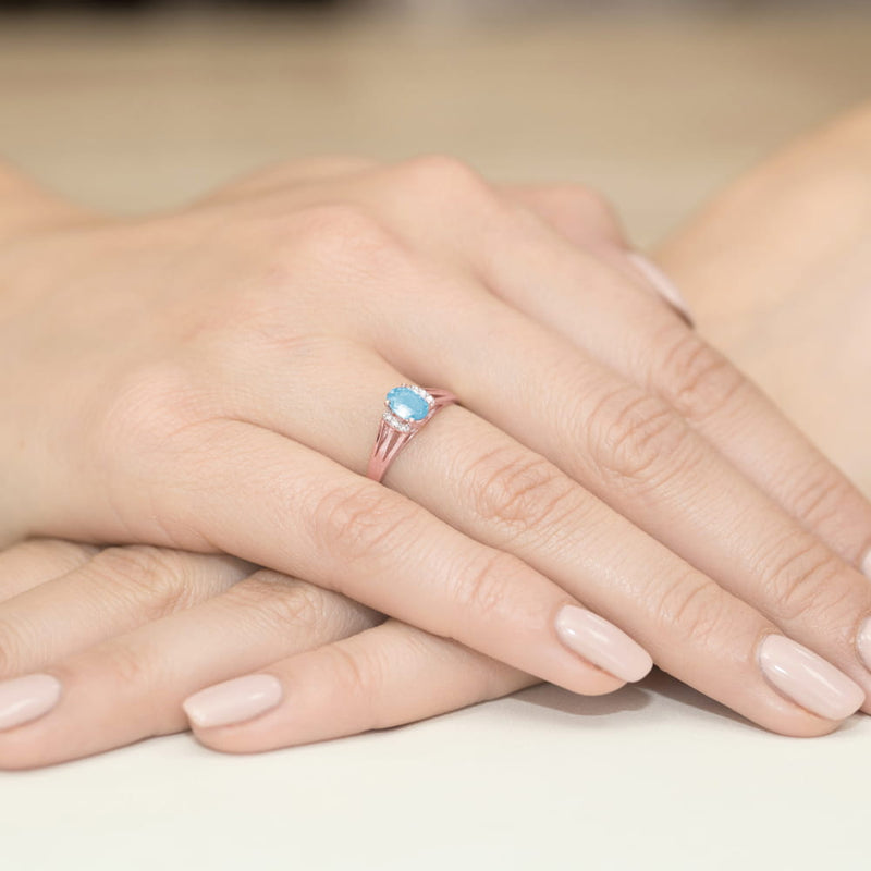 Inel Aur 14K cu Topaz Swiss 0.50 ct si Diamante Naturale 0.05 ct, imaginea 10 din 10