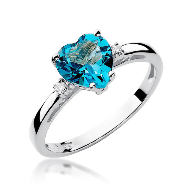 Inel Aur 14K cu Topaz Swiss 1.20 ct si Diamante Naturale 0.03 ct, imaginea 1 din 11