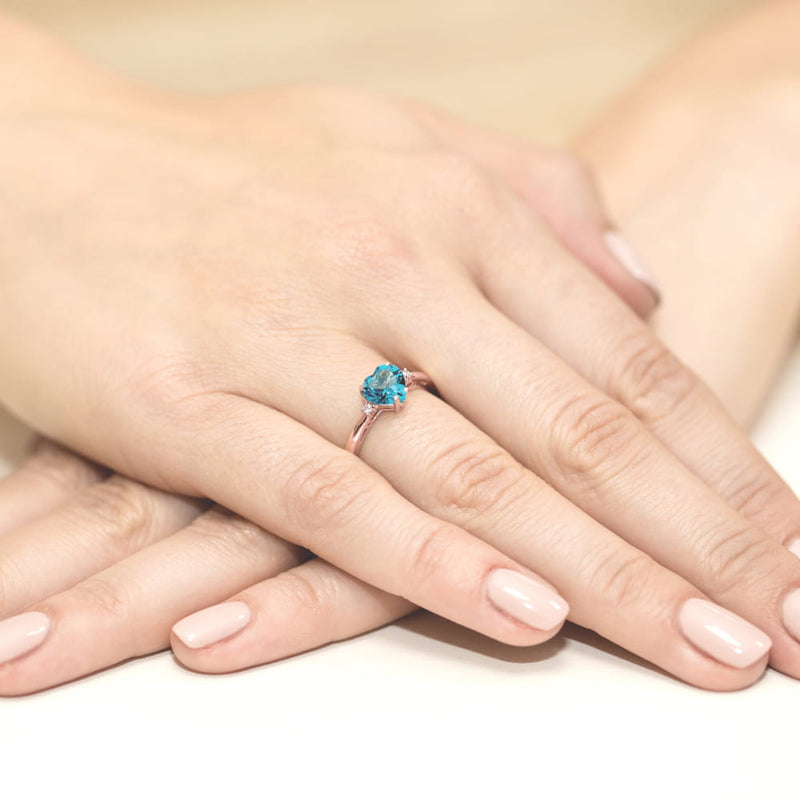 Inel Aur 14K cu Topaz Swiss 1.20 ct si Diamante Naturale 0.03 ct, imaginea 11 din 11