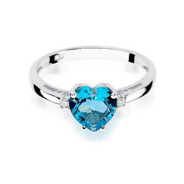 Inel Aur 14K cu Topaz Swiss 1.20 ct si Diamante Naturale 0.03 ct, imaginea 2 din 11