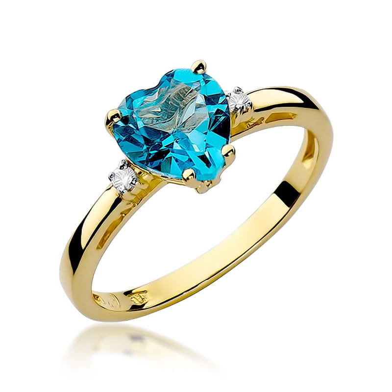Inel Aur 14K cu Topaz Swiss 1.20 ct si Diamante Naturale 0.03 ct — Aur galben