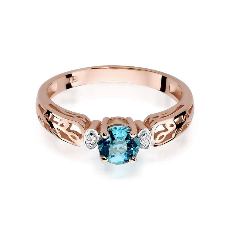 Inel Aur 14K cu Topaz Swiss 0.50 ct si Diamante Naturale 0.02 ct, imaginea 9 din 11