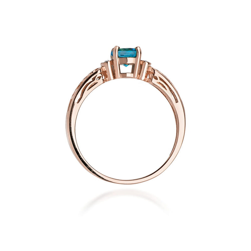Inel Aur 14K cu Topaz Swiss 0.50 ct si Diamante Naturale 0.02 ct, imaginea 10 din 11
