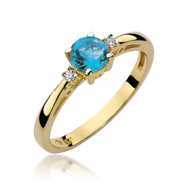 Inel Aur 14K cu Topaz Swiss 0.50 ct si Diamante Naturale 0.03 ct — Aur galben