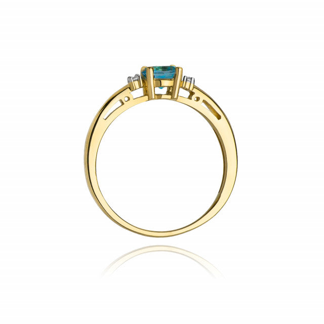 Inel Aur 14K cu Topaz Swiss 0.50 ct si Diamante Naturale 0.03 ct, imaginea 4 din 12