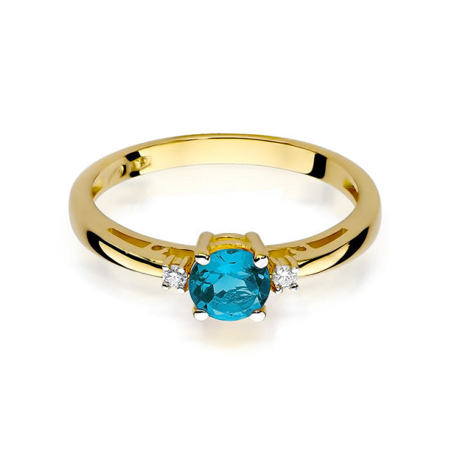 Inel Aur 14K cu Topaz Swiss 0.50 ct si Diamante Naturale 0.03 ct, imaginea 5 din 12