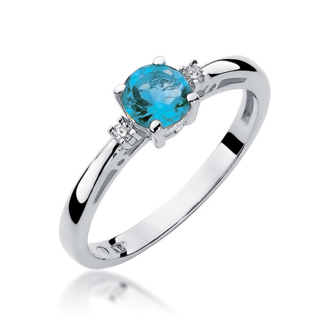 Inel Aur 14K cu Topaz Swiss 0.50 ct si Diamante Naturale 0.03 ct, imaginea 6 din 12
