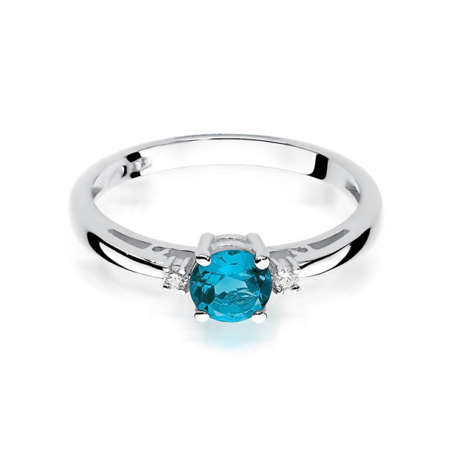 Inel Aur 14K cu Topaz Swiss 0.50 ct si Diamante Naturale 0.03 ct, imaginea 7 din 12