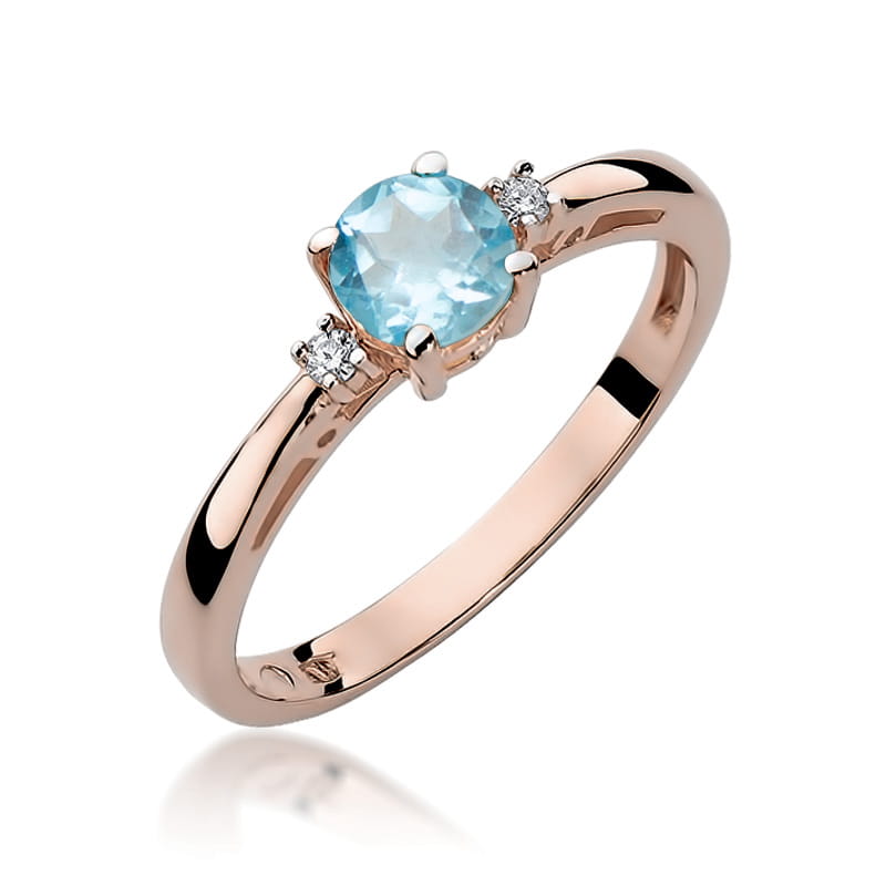Inel Aur 14K cu Topaz Swiss 0.50 ct si Diamante Naturale 0.03 ct, imaginea 9 din 12