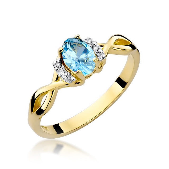 Inel Aur 14K cu Topaz Swiss 0.50 ct si Diamante Naturale 0.05 ct — Aur galben