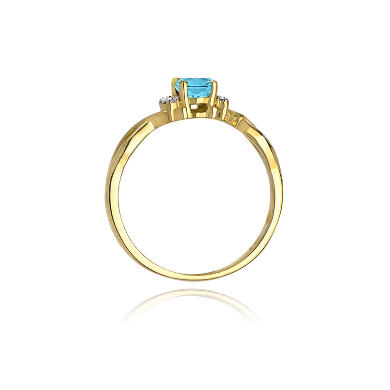 Inel Aur 14K cu Topaz Swiss 0.50 ct si Diamante Naturale 0.05 ct, imaginea 3 din 11