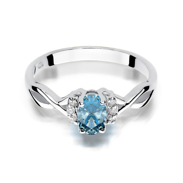 Inel Aur 14K cu Topaz Swiss 0.50 ct si Diamante Naturale 0.05 ct, imaginea 5 din 11