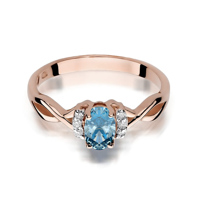 Inel Aur 14K cu Topaz Swiss 0.50 ct si Diamante Naturale 0.05 ct, imaginea 9 din 11