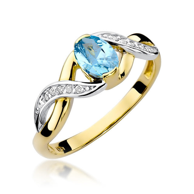 Inel Aur 14K cu Topaz Swiss 0.50 ct si Diamante Naturale 0.05 ct — Aur galben