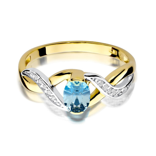Inel Aur 14K cu Topaz Swiss 0.50 ct si Diamante Naturale 0.05 ct, imaginea 2 din 11