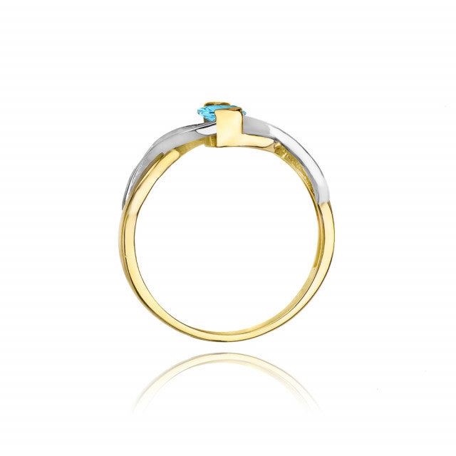 Inel Aur 14K cu Topaz Swiss 0.50 ct si Diamante Naturale 0.05 ct, imaginea 3 din 11