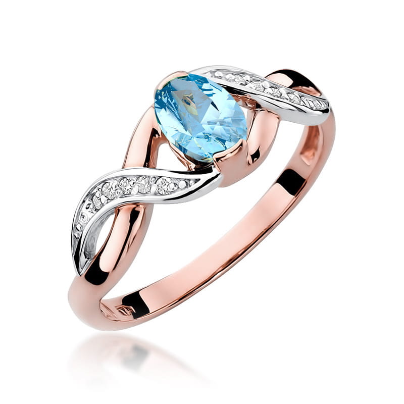 Inel Aur 14K cu Topaz Swiss 0.50 ct si Diamante Naturale 0.05 ct, imaginea 8 din 11