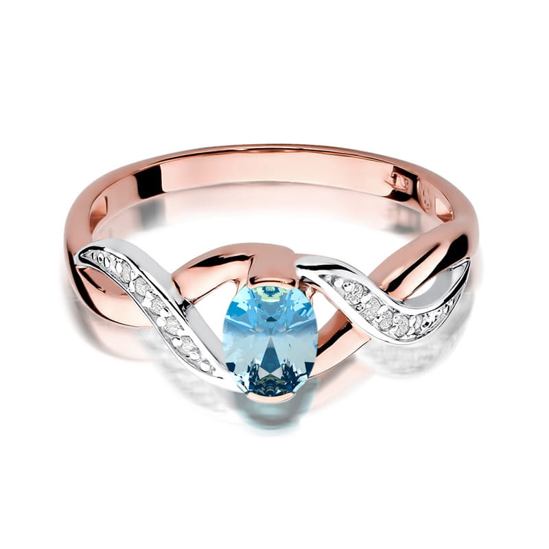 Inel Aur 14K cu Topaz Swiss 0.50 ct si Diamante Naturale 0.05 ct, imaginea 9 din 11