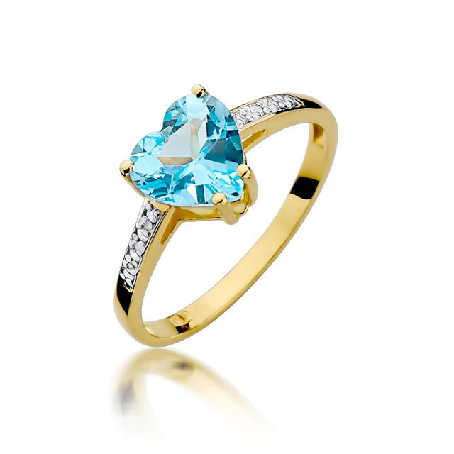 Inel Aur 14K cu Topaz Swiss 1.20 ct si Diamante Naturale 0.04 ct — Aur galben