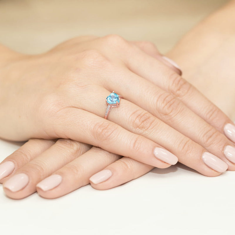 Inel Aur 14K cu Topaz Swiss 1.20 ct si Diamante Naturale 0.04 ct, imaginea 11 din 11