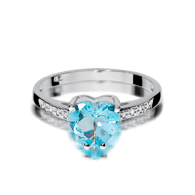 Inel Aur 14K cu Topaz Swiss 1.20 ct si Diamante Naturale 0.04 ct, imaginea 6 din 11