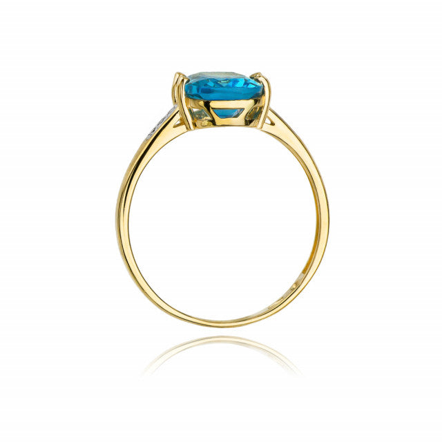 Inel Aur 14K cu Topaz Swiss 2.40 ct si Diamante Naturale 0.03 ct, imaginea 3 din 11